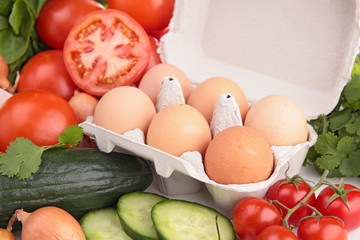 abundance of vegetables and eggs