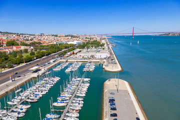 Docks on the banks of River Tagus, Lisbon, Portugal