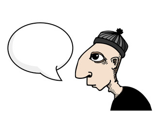 A man with a talk bubble vector