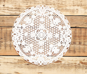 beautiful old fashion lace on the wooden background