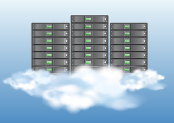 Cloud computing concept with servers