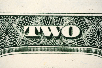 Two dollars bill text