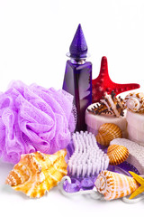 Collection of spa and bodycare cosmetics isolated