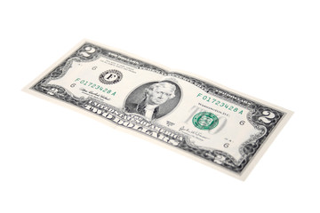 Isolated two dollars bill
