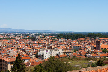 Fototapeta na wymiar Red roofs of Perpignan, France