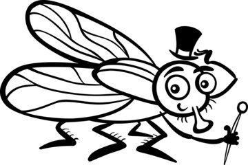 housefly cartoon for coloring book