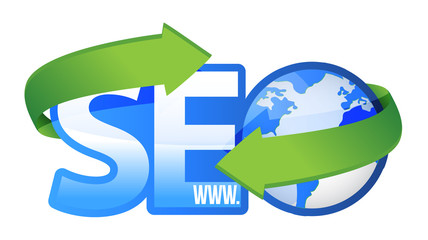 seo text with earth globe