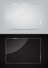 Glass frame on abstract metal background. Vector illustration.