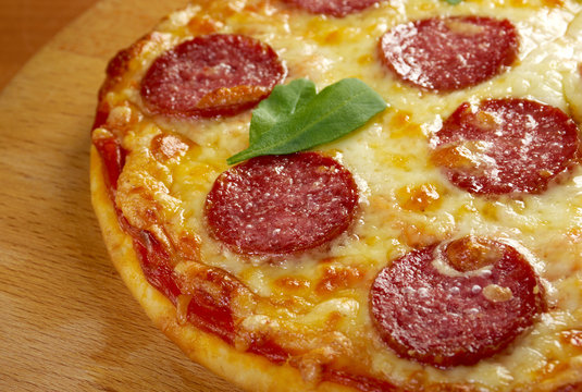 homemade  pizza  Pepperoni.Closeup
