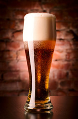 glass of lager on table