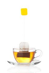Cup of tea with bag (blank label) inside