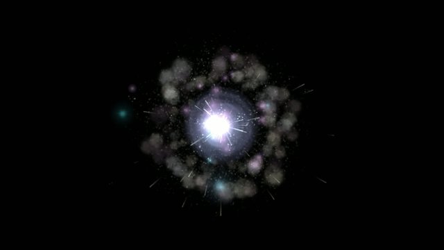 big Explosions in space with black screen