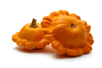 Yellow gourds on white background