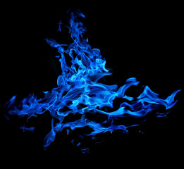 isolated on black abstract blue flame