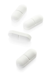 Medical pill tablets on white, clipping path included