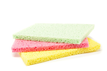 Sponges cleaning kit isolated on white background