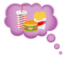 concept of dream a food in cloud vector illustration