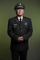 Military general in uniform. Studio portrait.