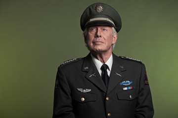 Military general in uniform. Studio portrait.