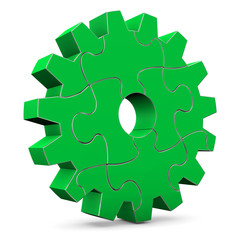 Green Puzzle Gear Wheel