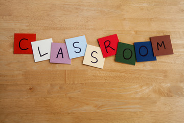 'CLASSROOM' sign or poster - Education, Teachers, Schools.