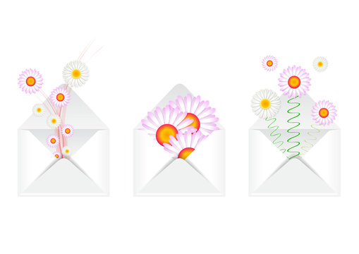 Enveloppes courriers fleurs - Printemps