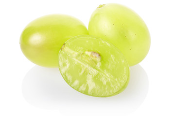 Green grape berries isolated on white with clipping path