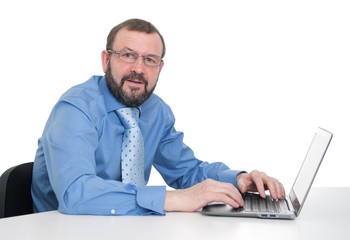 senior businessman working on laptop