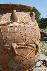 Detail of cretan Pithos in Malia archaeological site - Crete