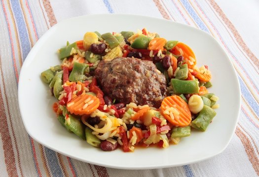 beef meat collop and vegetable