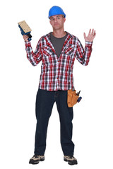 Confused carpenter sanding