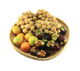 Various thai fruits in basket