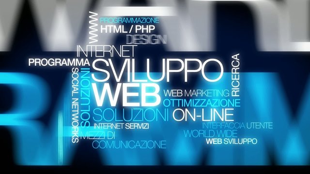 Sviluppo Web soluzioni on-line nuvola di etichette animazione