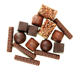 Chocolate sweets isolated on white