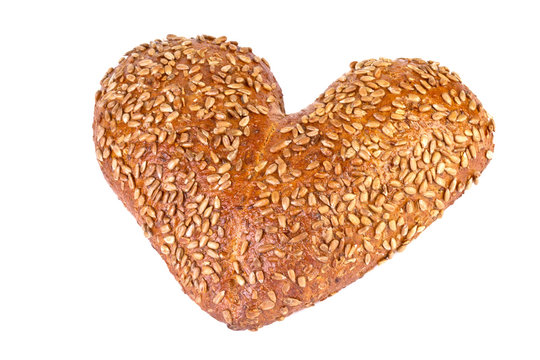 whole grain bread in a heart shape
