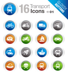 Glossy Buttons - Transportation icons