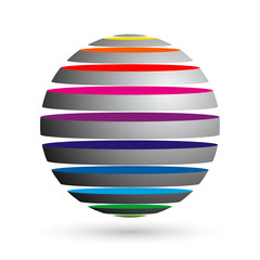 Colorful Business Ball, Globe Logo, Icon 3D