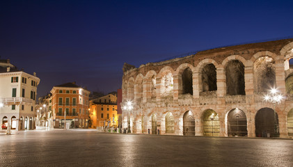 Verona - Arena and Piazza Bra in dusk