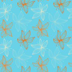 Beautiful seamless floral pattern with lily
