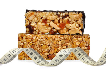 Chocolate Muesli Bars with measuring tape