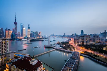 Fotobehang nachtzicht in shanghai china © kalafoto