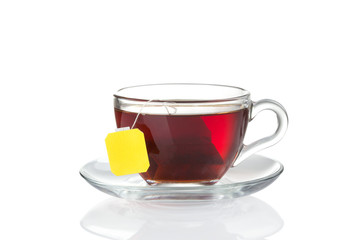 Cup of tea with bag (blank label) inside