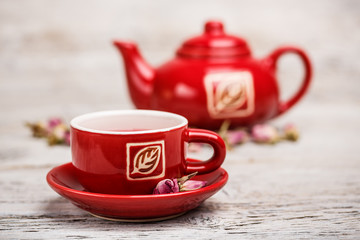 Red tea cup