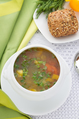 Bowl of Chicken vegetable Soup