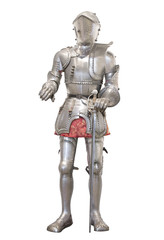 Armure de chevalier médiéval sur fond isolé blanc