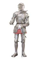 Photo sur Plexiglas Chevaliers Armure de chevalier médiéval sur fond isolé blanc