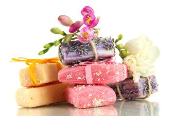 Fototapeta premium Natural handmade soap, isolated on white