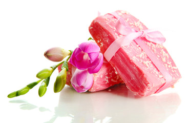 Natural handmade soap, isolated on white