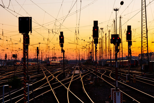 Railway Tracks at Sunset