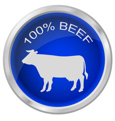 One hundred percent beef button